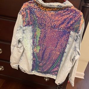 Glitzy Girlz Fashionably Late | Light Sequin Denim Jacket